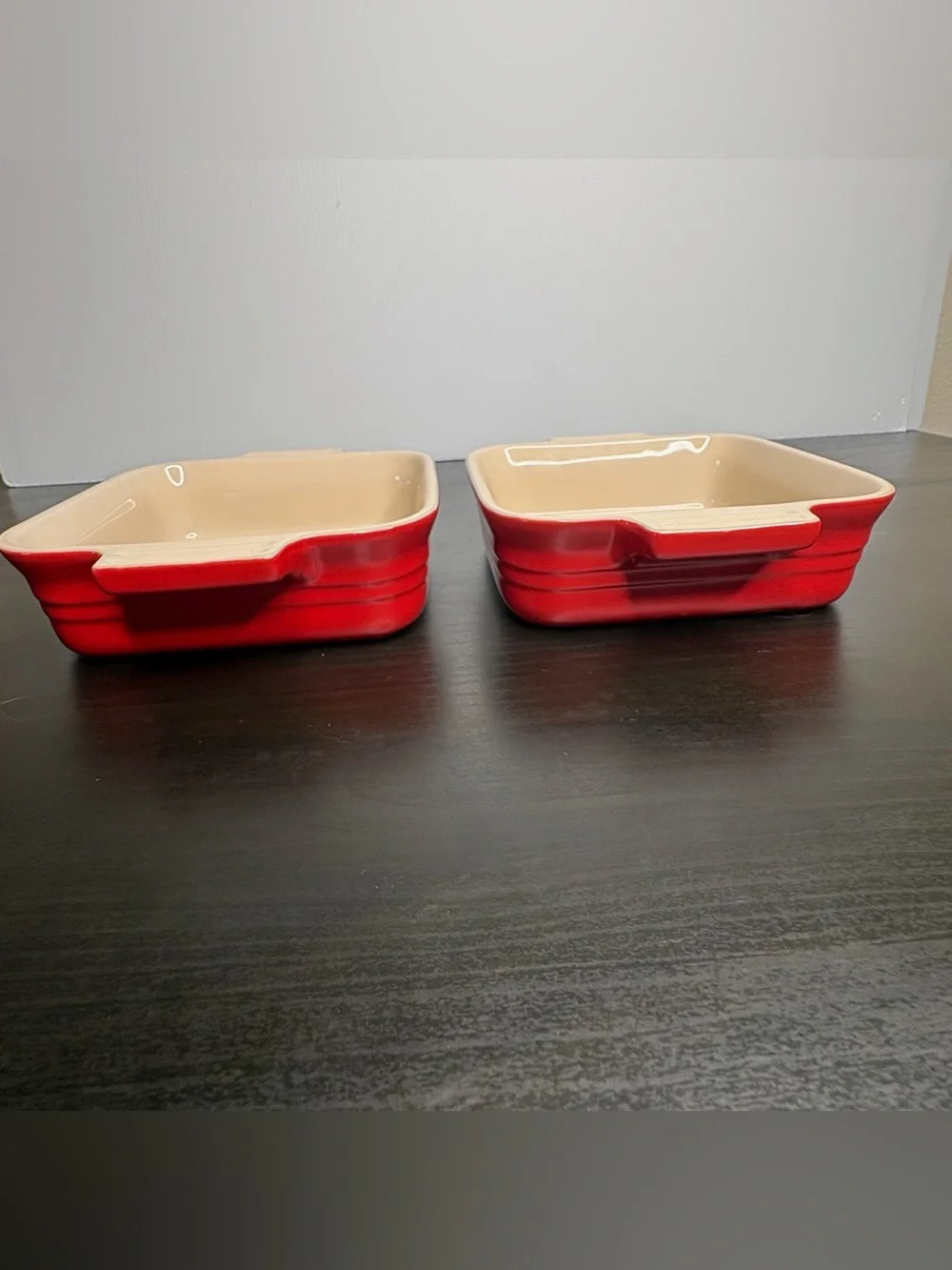 Cerise Red Le CREUSET Square Petite Stoneware Baking Dish Set of 2 Casserole